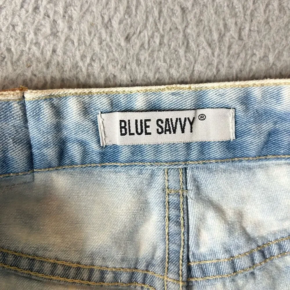Blue Savvy Shorts Womens 7/28 Blue Distressed Light Wash Cutoff Shorts‎